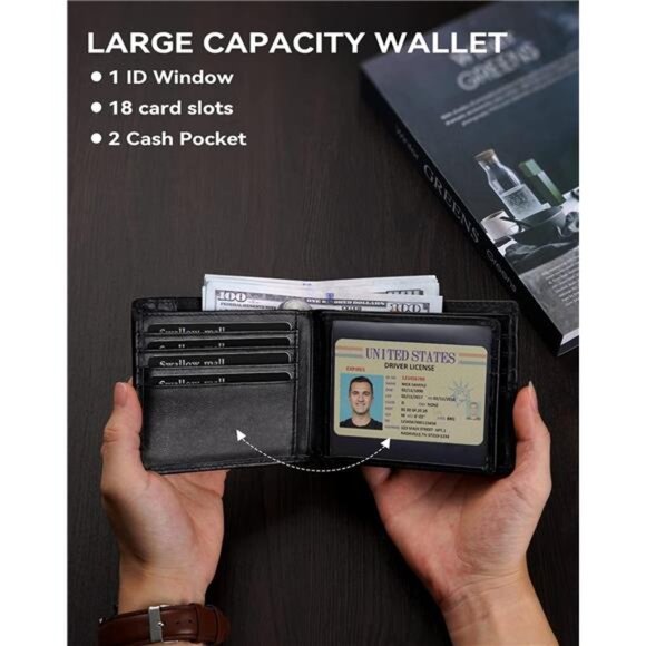Mens Wallet Rfid Blocking Leather Wallet for Men Bifold Wallets - Picture 5 of 7